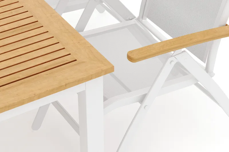 Las Vegas utomhus matgrupp förlängningsbart 152-210x90 cm med 4 Las Vegas positionsstolar - Vit - Utemöbler - Utegrupp - Matgrupp utomhus