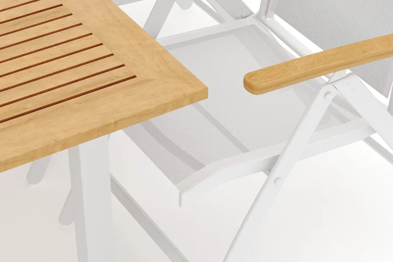 Las Vegas utomhus matgrupp förlängningsbart 152-210x90 cm med 6 Las Vegas positionsstolar - Vit - Utemöbler - Utegrupp - Matgrupp utomhus