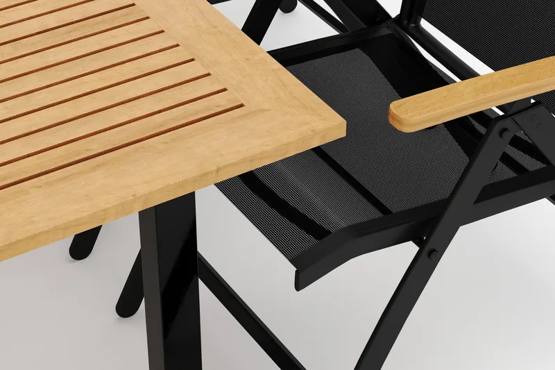 Las Vegas utomhus matgrupp förlängningsbart 152-210x90 cm med 6 Las Vegas positionsstolar - Svart - Utemöbler - Utegrupp - Matgrupp utomhus