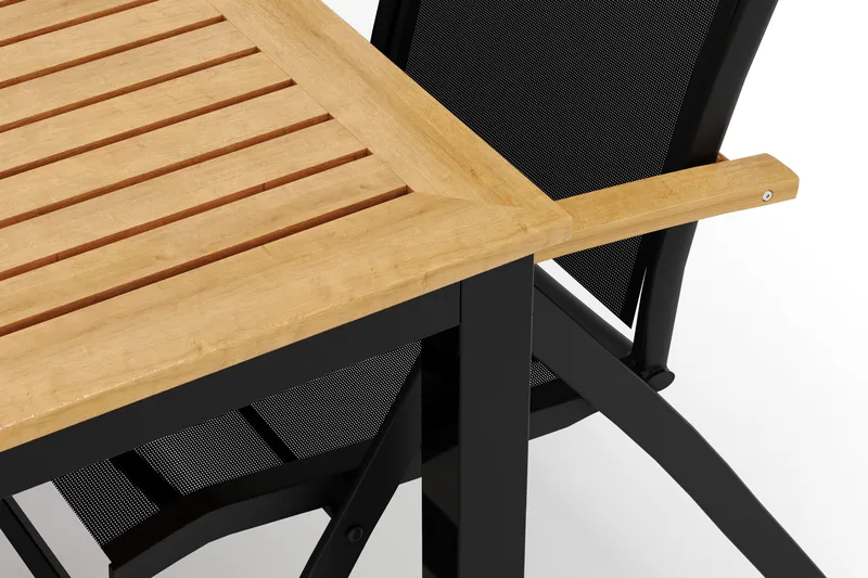 Las Vegas utomhus matgrupp förlängningsbart 220x280x100 cm med 6 Las Vegas positionsstolar - Svart - Utemöbler - Utegrupp - Matgrupp utomhus