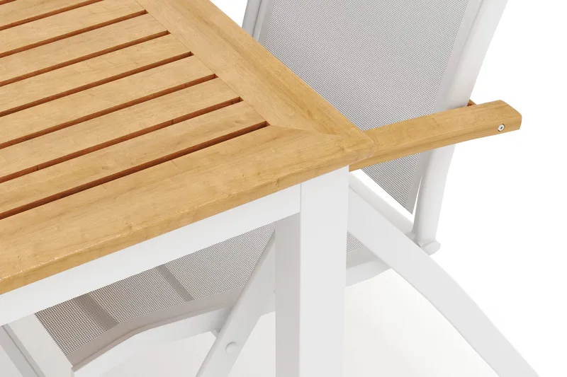 Las Vegas utomhus matgrupp förlängningsbart 220x280x100 cm med 6 Las Vegas positionsstolar - Vit - Utemöbler - Utegrupp - Matgrupp utomhus