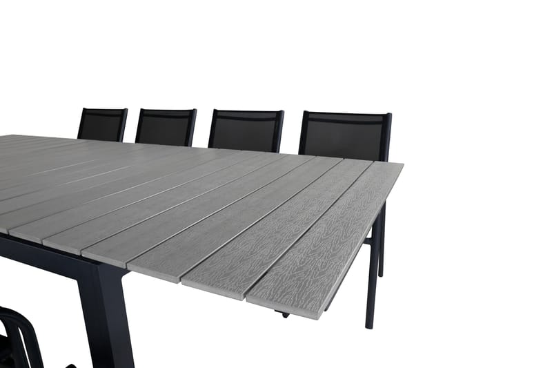 Levels Förlängningsbar Matgrupp Utomhus 160cm + 8 Santorini Utestolar S - Grå/Svart - Utemöbler - Utegrupp - Matgrupp utomhus