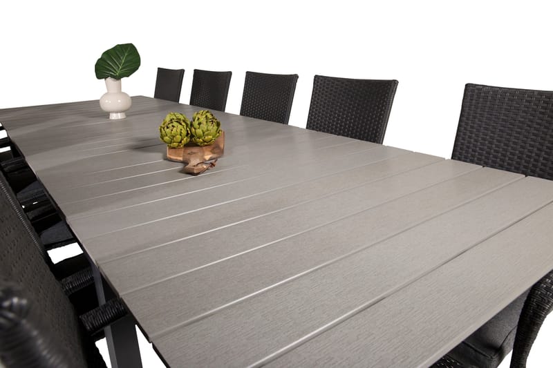 Levels Förlängningsbart Matbord Utomhus 224-324 cm med 10 Anna Karmstol Stapelbar Svart - Utemöbler - Utegrupp - Matgrupp utomhus