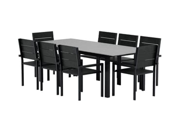 Levels Förlängningsbart Matbord Utomhus 224-324 cm med 8 Levels Stapelstol Svart - Utemöbler - Utegrupp - Matgrupp utomhus
