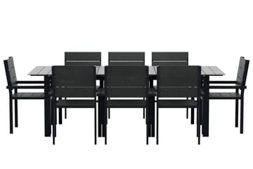 Levels Förlängningsbart Matbord Utomhus 224-324 cm med 8 Levels Stapelstol Svart - Utemöbler - Utegrupp - Matgrupp utomhus