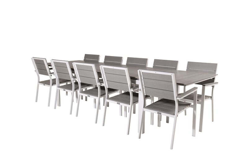 Levels Matgrupp Utomhus + 10 Utestolar - Vit/Grå - Utemöbler - Utegrupp - Matgrupp utomhus