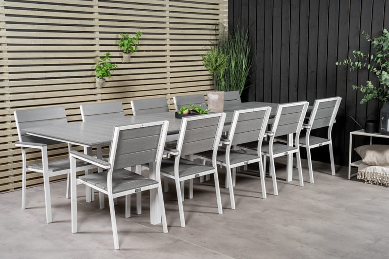 Levels Matgrupp Utomhus + 10 Utestolar - Vit/Grå - Utemöbler - Utegrupp - Matgrupp utomhus