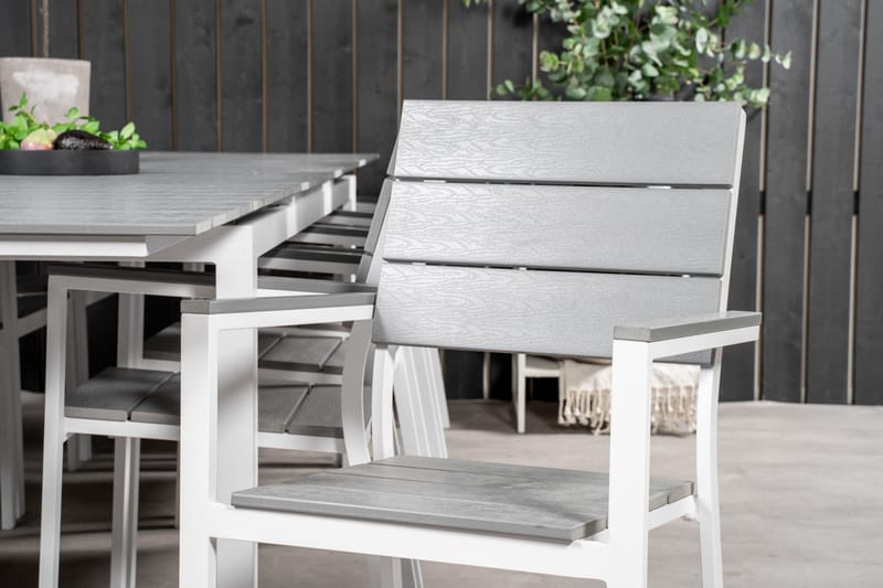 Levels Matgrupp Utomhus + 10 Utestolar - Vit/Grå - Utemöbler - Utegrupp - Matgrupp utomhus