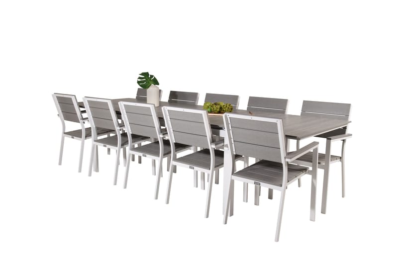 Levels Matgrupp Utomhus + 10 Utestolar - Vit/Grå - Utemöbler - Utegrupp - Matgrupp utomhus