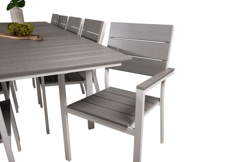 Levels Matgrupp Utomhus + 10 Utestolar - Vit/Grå - Utemöbler - Utegrupp - Matgrupp utomhus