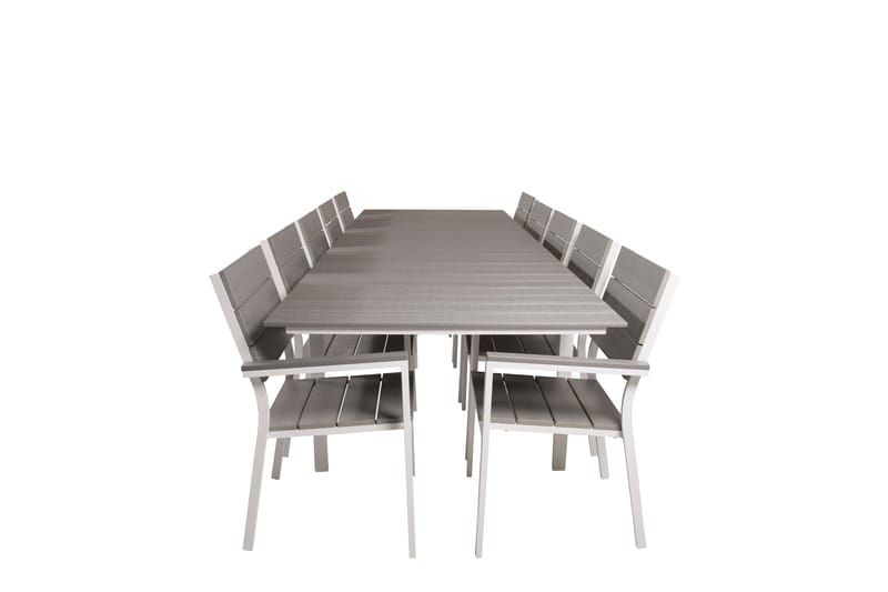 Levels Matgrupp Utomhus + 10 Utestolar, Vit/Grå