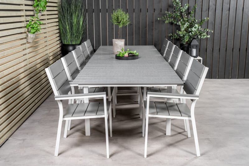 Levels Matgrupp Utomhus + 10 Utestolar - Vit/Grå - Utemöbler - Utegrupp - Matgrupp utomhus