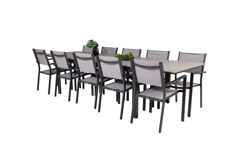 Levels Matgrupp Utomhus 225-325 cm Rektangulär med 10 Copacabana Utestolar - Grå - Utemöbler - Utegrupp - Matgrupp utomhus