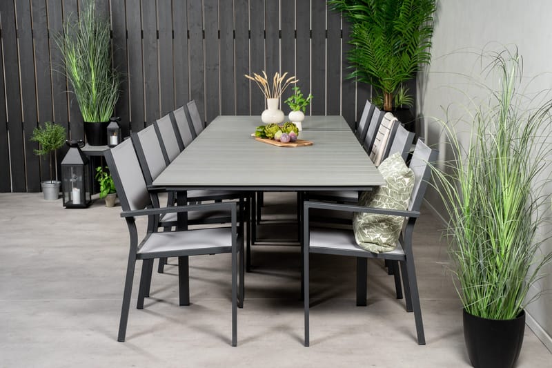 Levels Matgrupp Utomhus 225-325 cm Rektangulär med 10 Copacabana Utestolar - Grå - Utemöbler - Utegrupp - Matgrupp utomhus