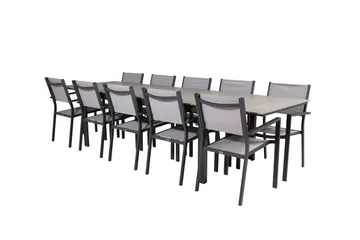 Levels Matgrupp Utomhus 225-325 cm Rektangulär med 10 Copacabana Utestolar - Grå - Utemöbler - Utegrupp - Matgrupp utomhus