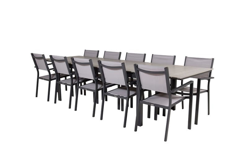 Levels Matgrupp Utomhus 225-325 cm Rektangulär med 10 Copacabana Utestolar - Grå - Utemöbler - Utegrupp - Matgrupp utomhus