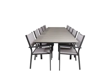 Levels Matgrupp Utomhus 225-325 cm Rektangulär med 10 Copacabana Utestolar - Grå - Utemöbler - Utegrupp - Matgrupp utomhus