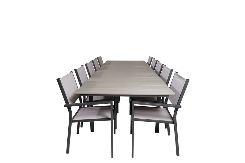 Levels Matgrupp Utomhus 225-325 cm Rektangulär med 10 Copacabana Utestolar, Grå