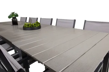 Levels Matgrupp Utomhus 225-325 cm Rektangulär med 10 Copacabana Utestolar - Grå - Utemöbler - Utegrupp - Matgrupp utomhus