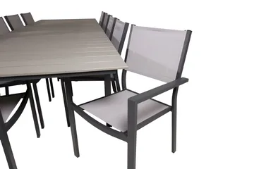 Levels Matgrupp Utomhus 225-325 cm Rektangulär med 10 Copacabana Utestolar - Grå - Utemöbler - Utegrupp - Matgrupp utomhus