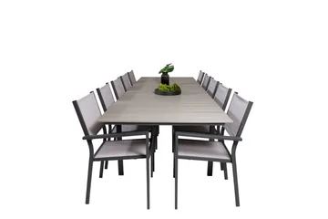 Levels Matgrupp Utomhus 225-325 cm Rektangulär med 10 Copacabana Utestolar - Grå - Utemöbler - Utegrupp - Matgrupp utomhus