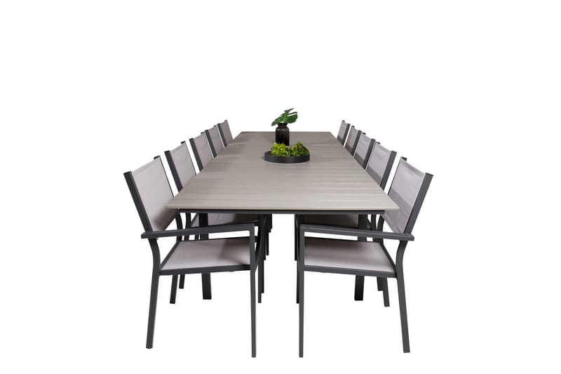 Levels Matgrupp Utomhus 225-325 cm Rektangulär med 10 Copacabana Utestolar - Grå - Utemöbler - Utegrupp - Matgrupp utomhus