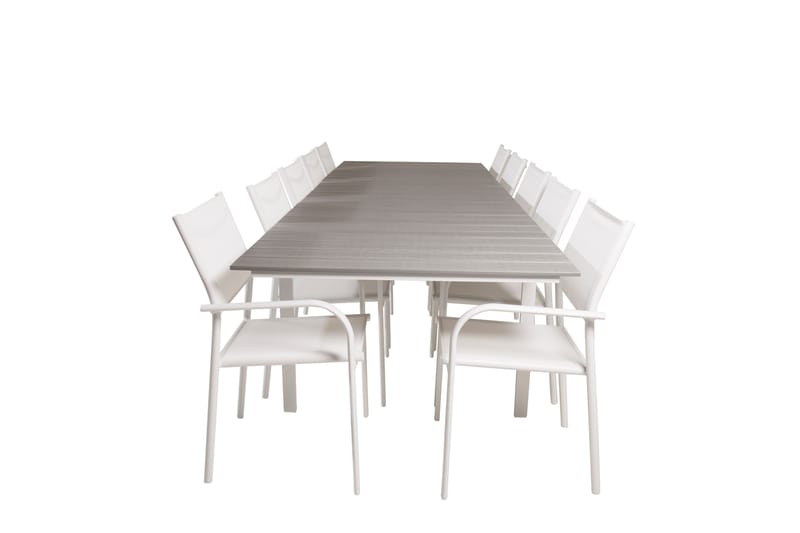 Levels Matgrupp Utomhus 225-325 cm Rektangulär med 10 Santorini Utestolar - Grå - Utemöbler - Utegrupp - Matgrupp utomhus