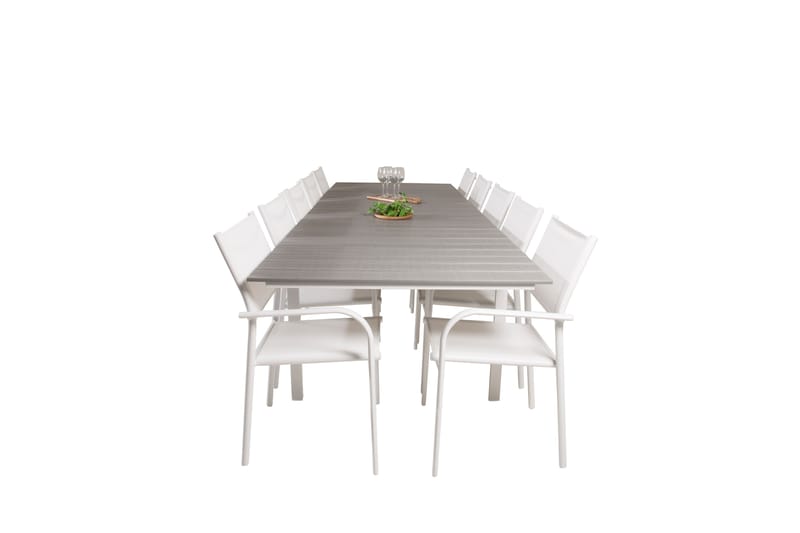 Levels Matgrupp Utomhus 225-325 cm Rektangulär med 10 Santorini Utestolar - Grå - Utemöbler - Utegrupp - Matgrupp utomhus