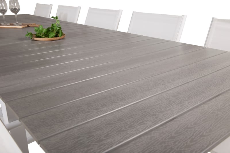 Levels Matgrupp Utomhus 225-325 cm Rektangulär med 10 Santorini Utestolar - Grå - Utemöbler - Utegrupp - Matgrupp utomhus