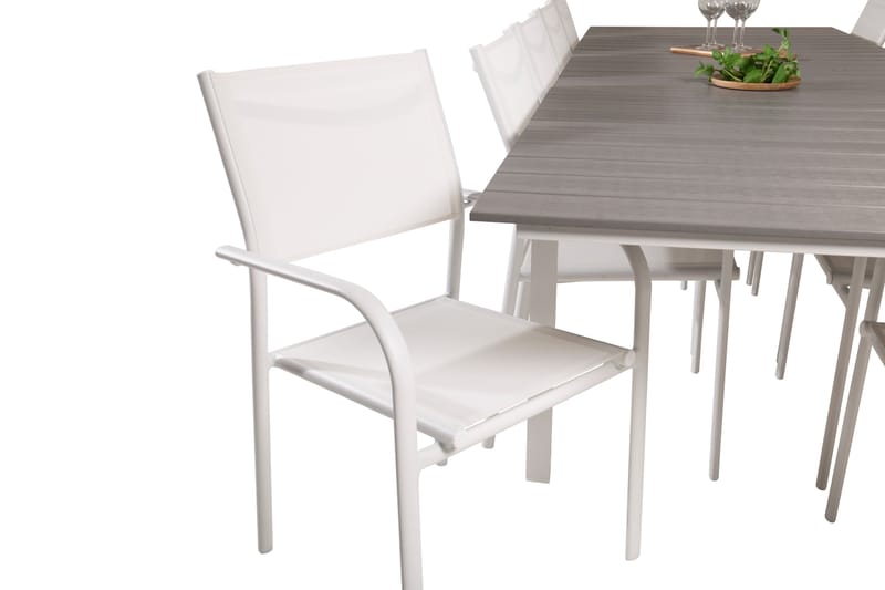 Levels Matgrupp Utomhus 225-325 cm Rektangulär med 10 Santorini Utestolar - Grå - Utemöbler - Utegrupp - Matgrupp utomhus