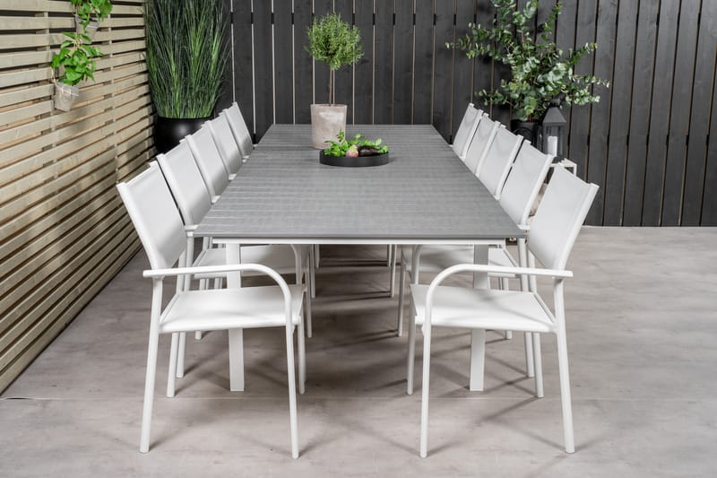 Levels Matgrupp Utomhus 225-325 cm Rektangulär med 10 Santorini Utestolar - Grå - Utemöbler - Utegrupp - Matgrupp utomhus