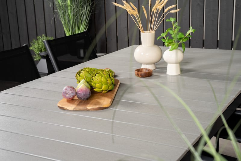 Levels Matgrupp Utomhus 225-325 cm Rektangulär med 6 Santorini Utestolar - Svart - Utemöbler - Utegrupp - Matgrupp utomhus