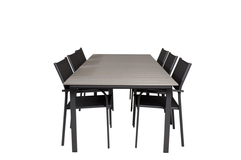 Levels Matgrupp Utomhus 225-325 cm Rektangulär med 6 Santorini Utestolar, Svart