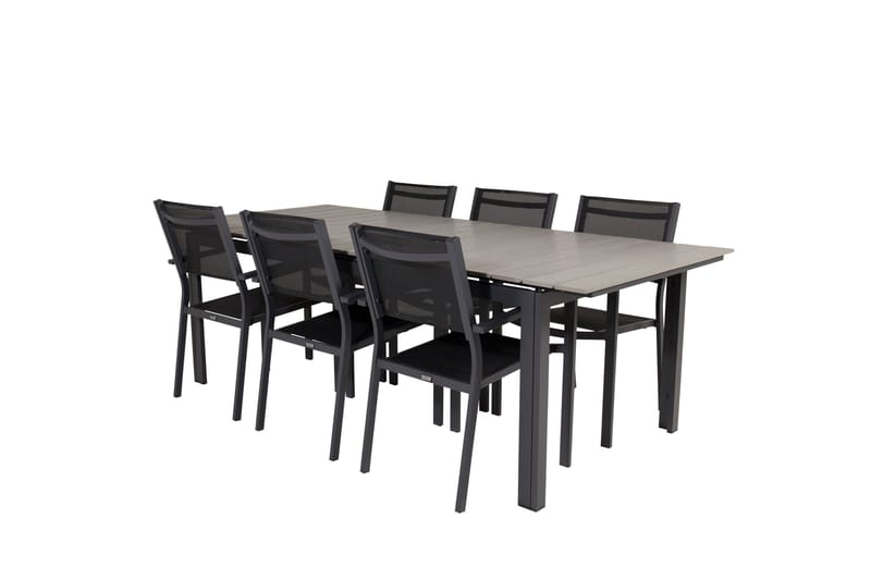 Levels Matgrupp Utomhus 230-310 cm Rektangulär med 6 Copacabana Utestolar - Svart - Utemöbler - Utegrupp - Matgrupp utomhus