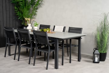 Levels Matgrupp Utomhus 230-310 cm Rektangulär med 6 Copacabana Utestolar - Svart - Utemöbler - Utegrupp - Matgrupp utomhus