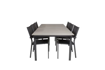 Levels Matgrupp Utomhus 230-310 cm Rektangulär med 6 Copacabana Utestolar - Svart - Utemöbler - Utegrupp - Matgrupp utomhus