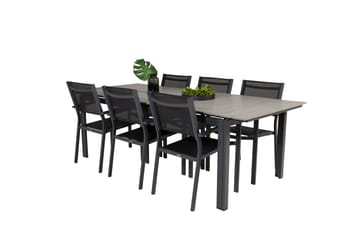 Levels Matgrupp Utomhus 230-310 cm Rektangulär med 6 Copacabana Utestolar - Svart - Utemöbler - Utegrupp - Matgrupp utomhus