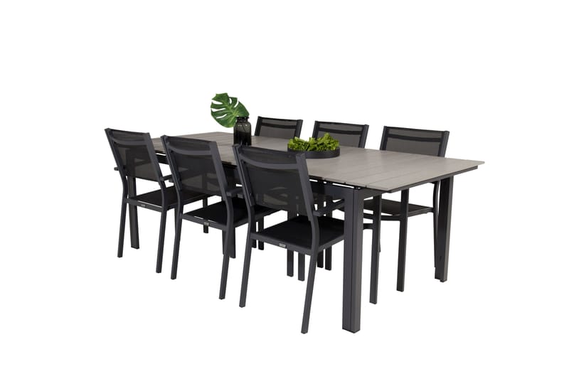 Levels Matgrupp Utomhus 230-310 cm Rektangulär med 6 Copacabana Utestolar - Svart - Utemöbler - Utegrupp - Matgrupp utomhus