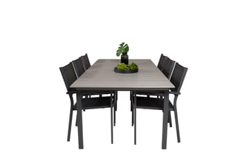 Levels Matgrupp Utomhus 230-310 cm Rektangulär med 6 Copacabana Utestolar - Svart - Utemöbler - Utegrupp - Matgrupp utomhus