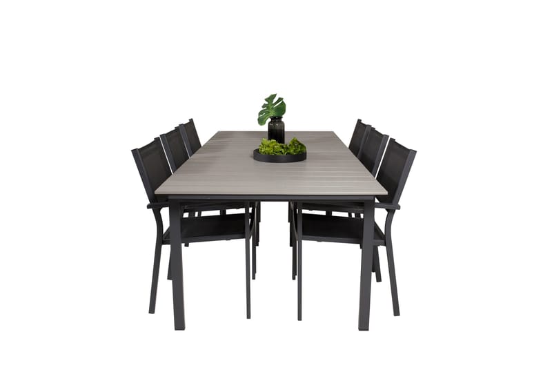 Levels Matgrupp Utomhus 230-310 cm Rektangulär med 6 Copacabana Utestolar - Svart - Utemöbler - Utegrupp - Matgrupp utomhus