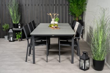 Levels Matgrupp Utomhus 230-310 cm Rektangulär med 6 Copacabana Utestolar - Svart - Utemöbler - Utegrupp - Matgrupp utomhus