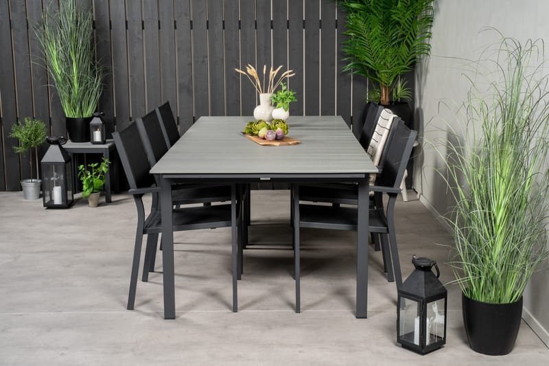 Levels Matgrupp Utomhus 230-310 cm Rektangulär med 6 Copacabana Utestolar - Svart - Utemöbler - Utegrupp - Matgrupp utomhus