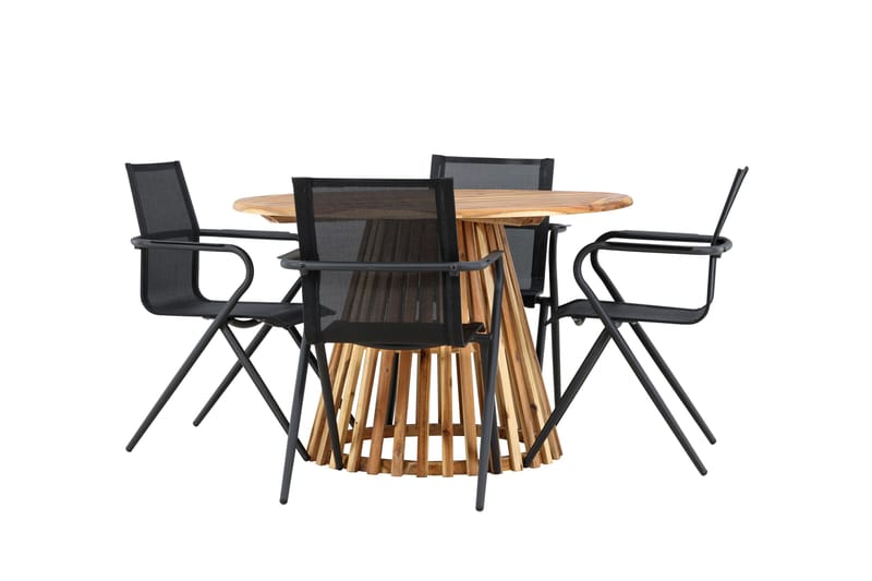 Lumpur Matgrupp Utomhus Rund 120 cm + 4 st Alling Matstolar Svart - Utemöbler - Utegrupp - Matgrupp utomhus