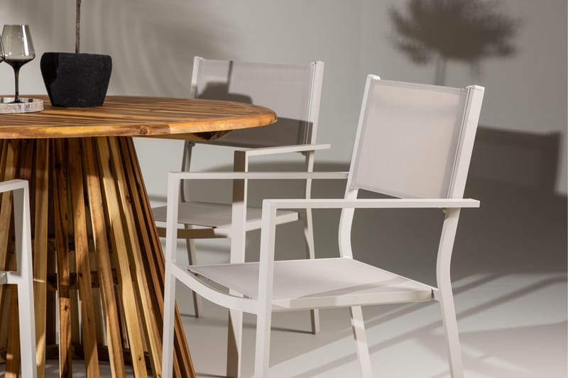 Lumpur Matgrupp Utomhus Rund 120 cm + 4 st Copacabana Matstolar Beige - Utemöbler - Utegrupp - Matgrupp utomhus