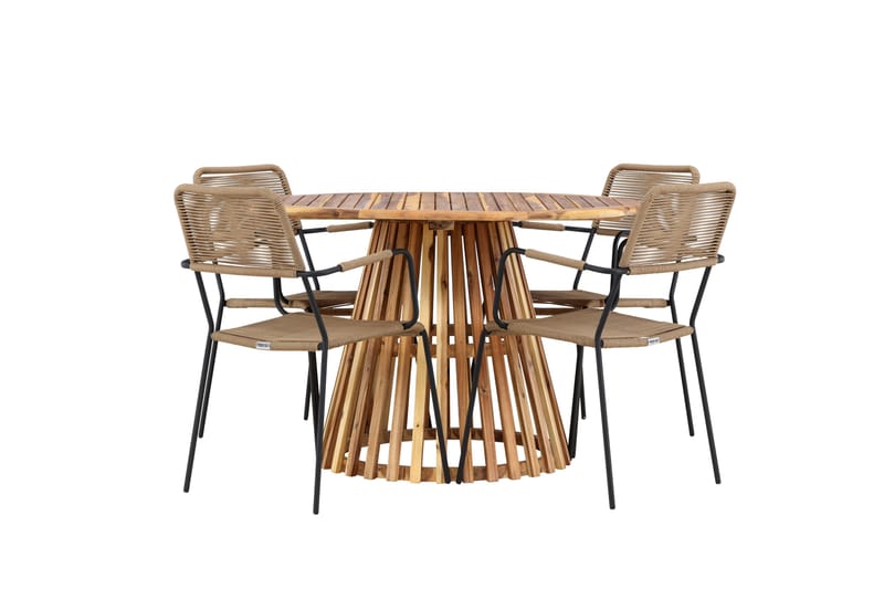 Lumpur Matgrupp Utomhus + 4 Utestolar - Natur - Utemöbler - Utegrupp - Matgrupp utomhus