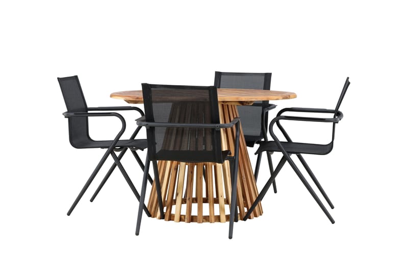 Lumpur Matgrupp Utomhus 110 cm Rund med 4 Alina Utestolar - Natur - Utemöbler - Utegrupp - Matgrupp utomhus