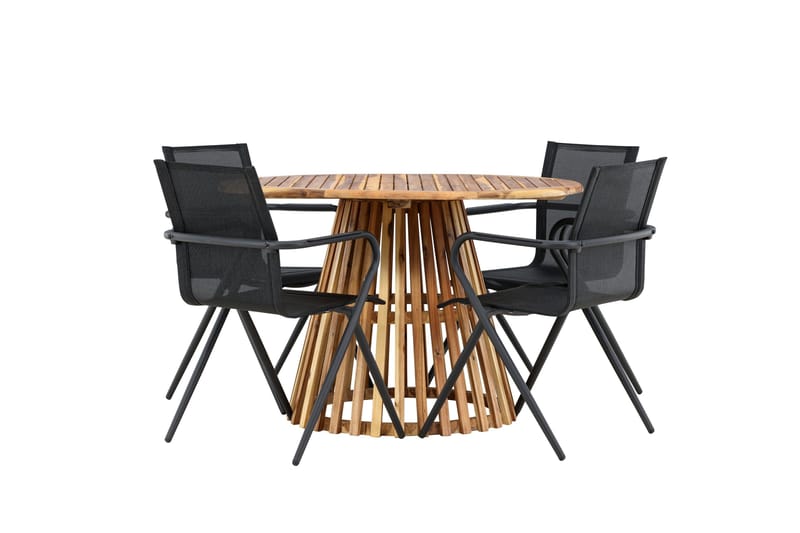 Lumpur Matgrupp Utomhus 110 cm Rund med 4 Alina Utestolar - Natur - Utemöbler - Utegrupp - Matgrupp utomhus