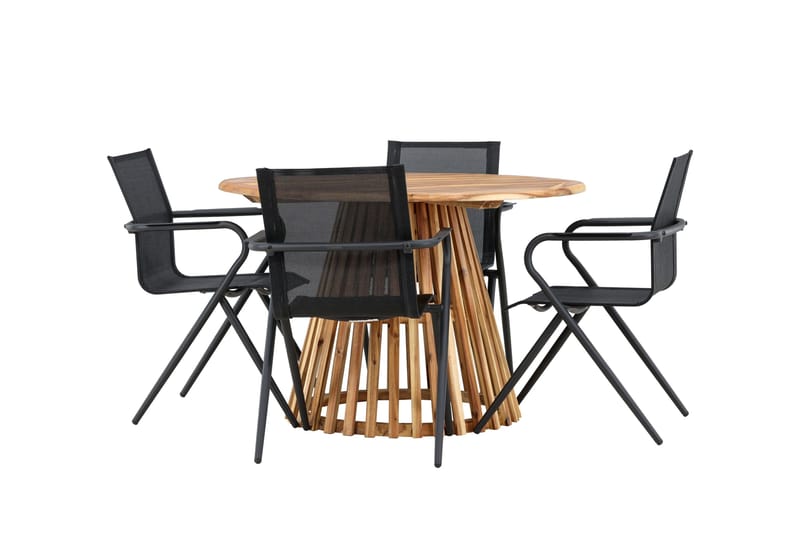Lumpur Matgrupp Utomhus 110 cm Rund med 4 Alina Utestolar - Natur - Utemöbler - Utegrupp - Matgrupp utomhus