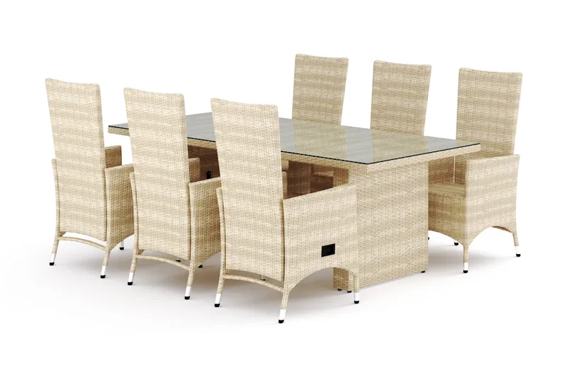 Majestic Matgrupp Utomhus 210 + 6 Jenny Ställbar Fåtölj Comfort Garden Beige - Utemöbler - Utegrupp - Matgrupp utomhus