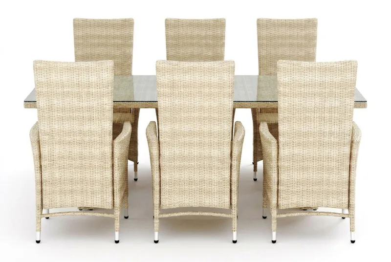 Majestic Matgrupp Utomhus 210 + 6 Jenny Ställbar Fåtölj Comfort Garden Beige - Utemöbler - Utegrupp - Matgrupp utomhus